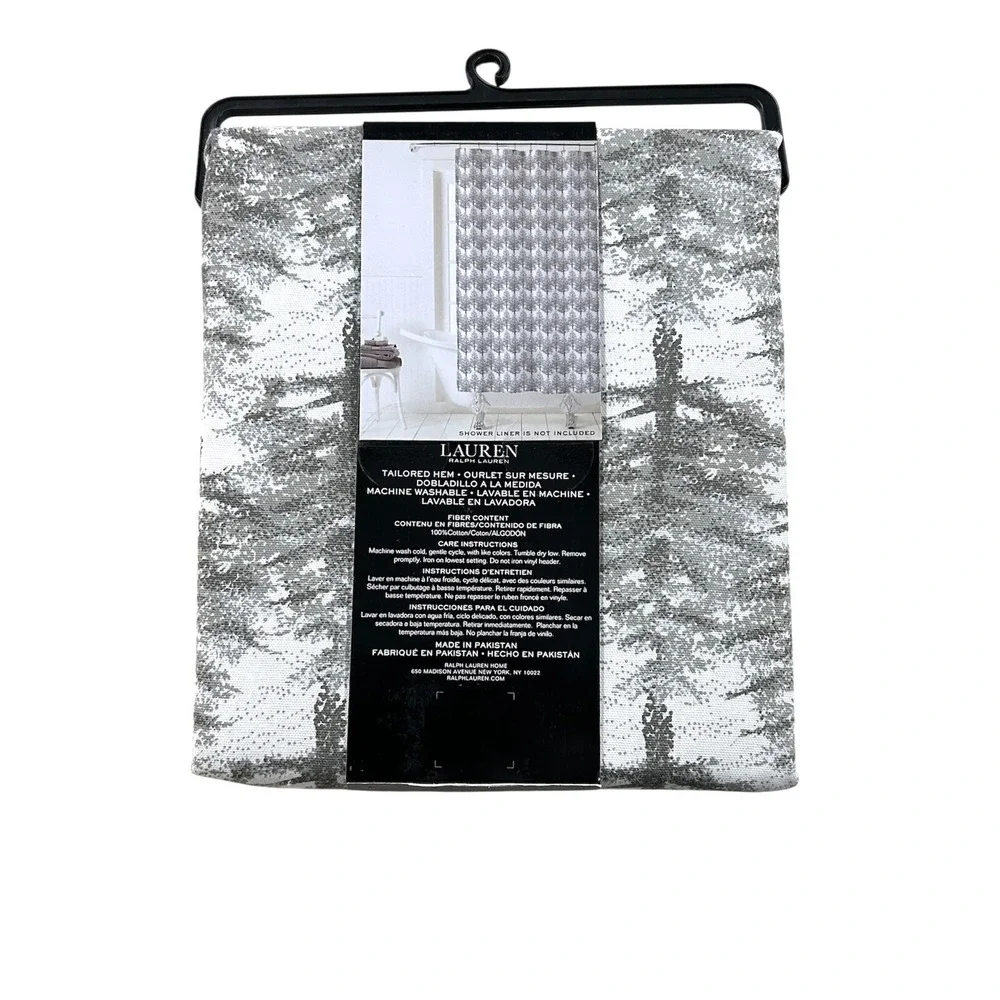 New RALPH LAUREN Winter Evergreen SHOWER CURTAIN‎ Pine Trees Cabin 100% Cotton